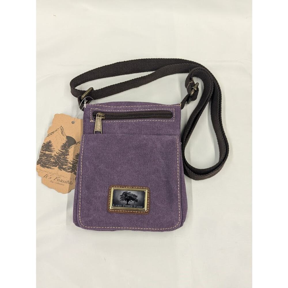 NWT Womens Crossbody Shoulder Bag Canvas Purple Lynd Fruit Farm label